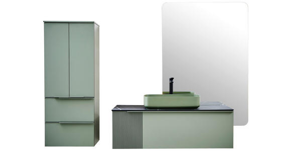 MIDISCHRANK 50/125/37 cm  - Schwarz/Hellgrün, KONVENTIONELL, Glas/Holzwerkstoff (50/125/37cm) - Dieter Knoll