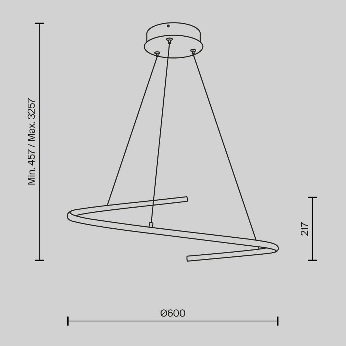 PENDELLEUCHTE Curve 60/325.7/60 cm  - Schwarz, Design, Metall (60/325.7/60cm) - MAYTONI
