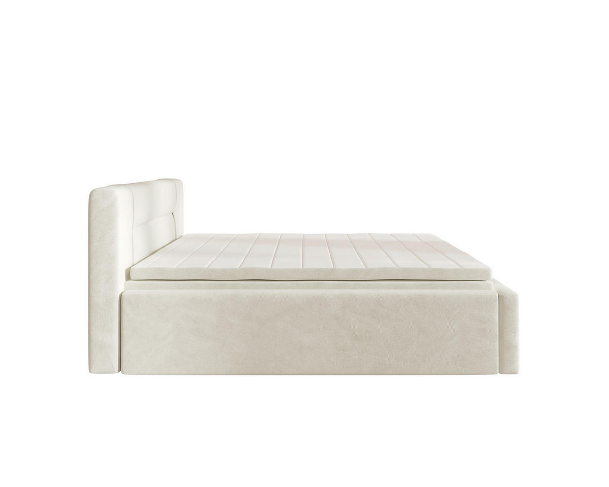 BOXBETT 200/200 cm,  in Beige, Bettkasten, Topper, H2 = mittel  - Beige, MODERN, Textil (200/200cm) - MID.YOU