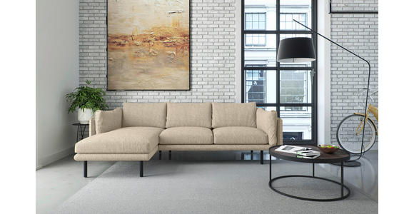 ECKSOFA Beige Flachgewebe  - Beige/Schwarz, Design, Textil/Metall (160/268/100cm) - Novel