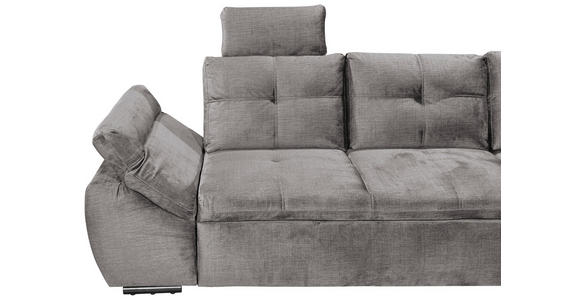 ECKSOFA  in Mikrovelours Hellgrau  - Hellgrau/Schwarz, KONVENTIONELL, Kunststoff/Textil (265/217cm) - Carryhome