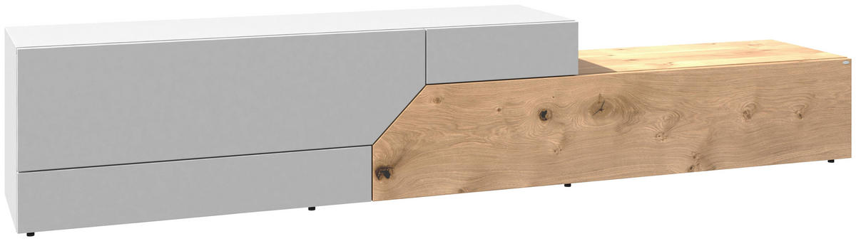 LOWBOARD Weiß, Wildeiche  256/50/44,6 cm  - Wildeiche/Weiß, Design, Holz/Holzwerkstoff (256/50/44,6cm) - Voglauer