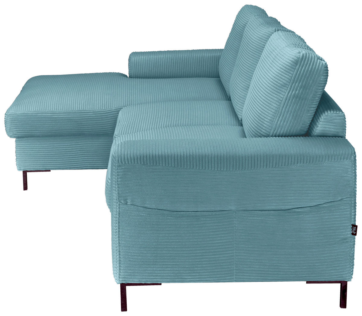 ECKSOFA Türkis Cord  - Türkis/Schwarz, KONVENTIONELL, Textil/Metall (150/240cm) - Carryhome