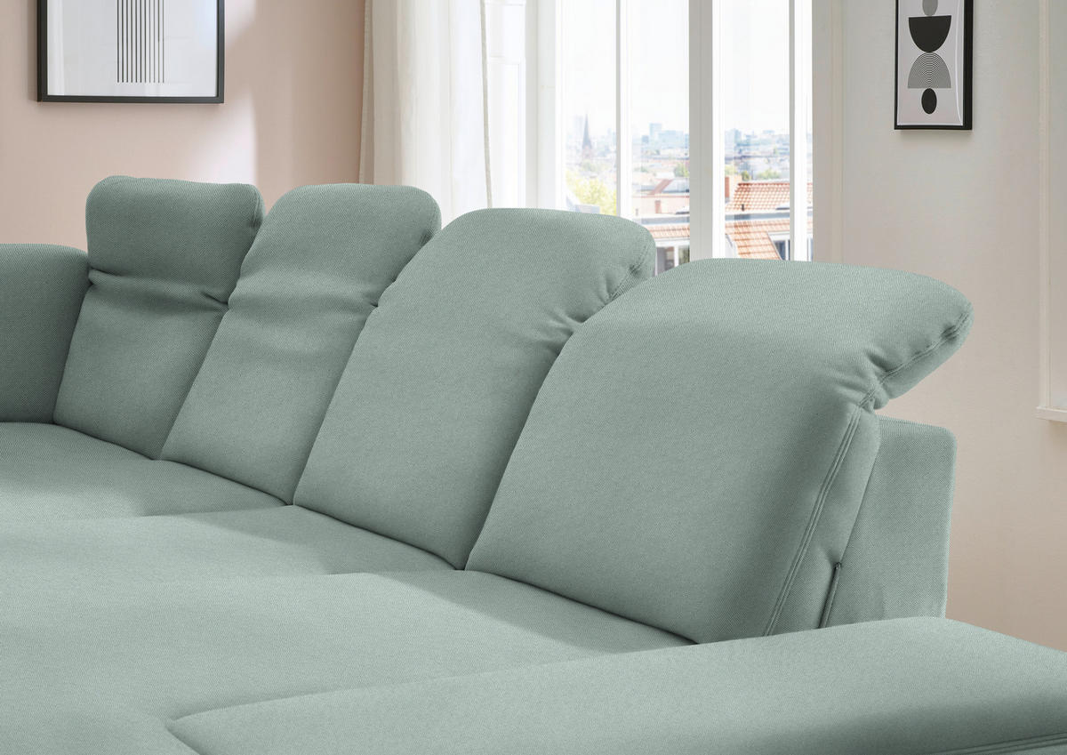 WOHNLANDSCHAFT  in Chenille Mintgrün  - Schwarz/Mintgrün, Design, Textil/Metall (255/364/198cm) - Beldomo Style