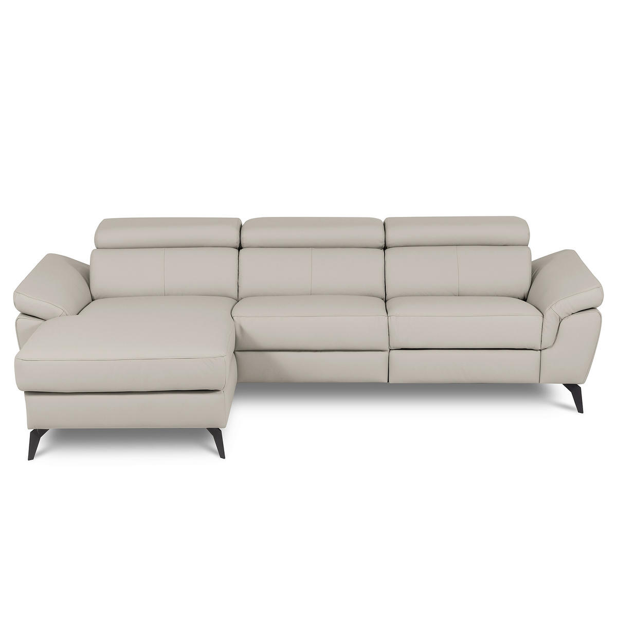 ECKSOFA Lederlook Echtleder Platinfarben  - Platinfarben/Schwarz, Design, Leder/Textil (179/252cm) - Livetastic