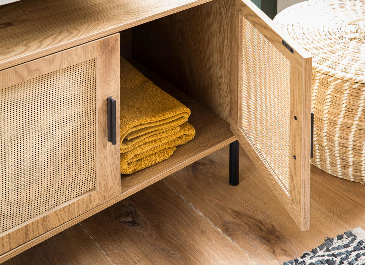 WASCHBECKENUNTERSCHRANK 60/60/40 cm  - Eichefarben/Schwarz, Design, Holzwerkstoff/Metall (60/60/40cm) - MID.YOU