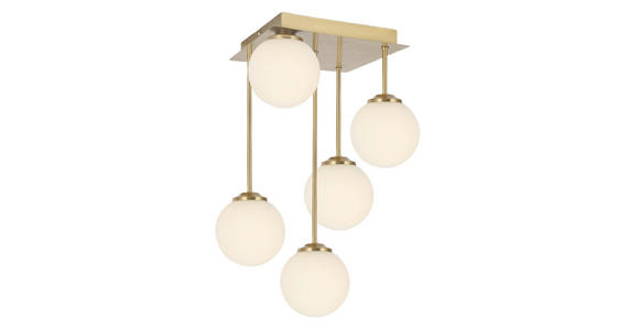 HÄNGELEUCHTE 25,5/25,5/41 cm - Goldfarben/Weiß, Trend, Glas/Metall (25,5/25,5/41cm) - Novel