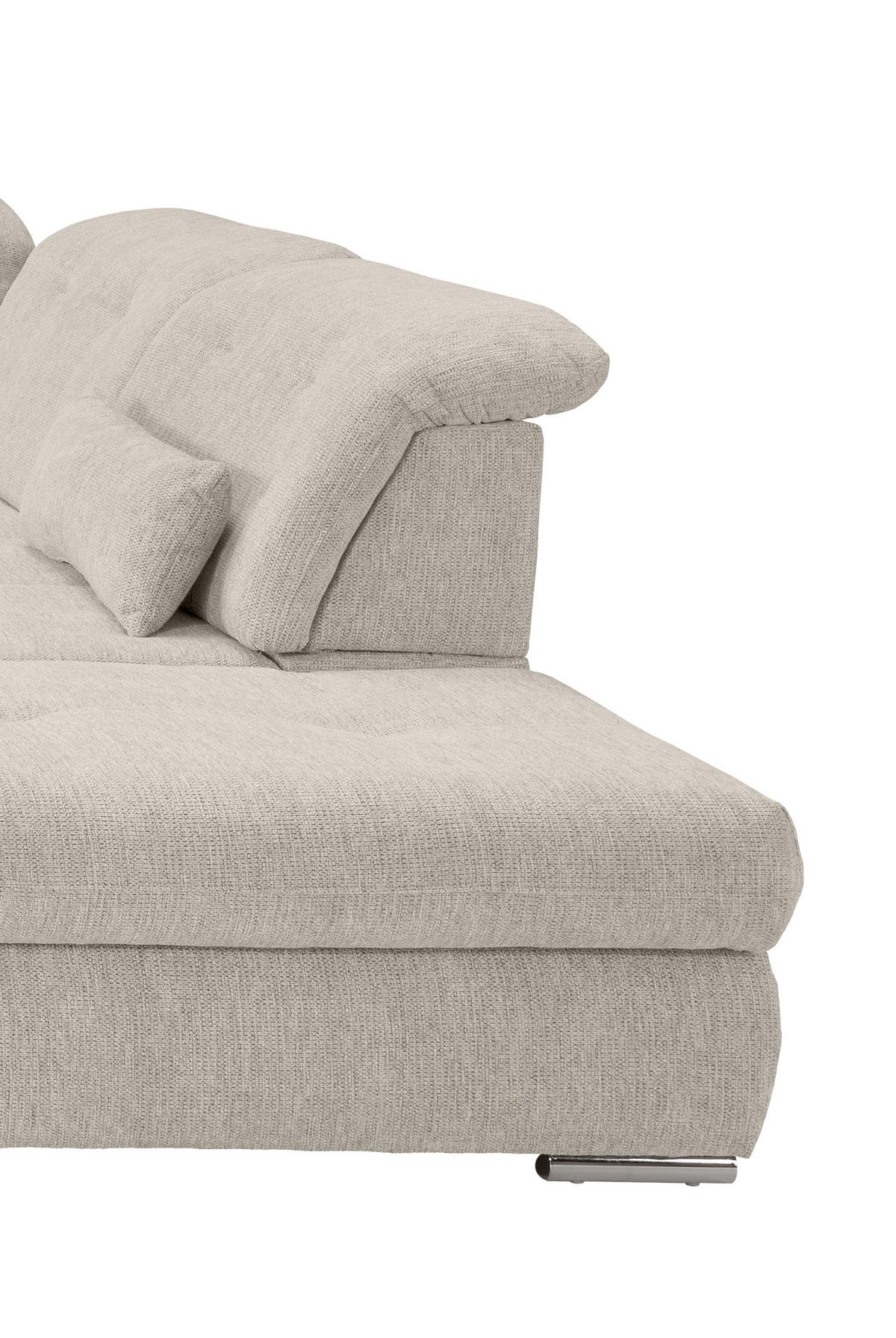 WOHNLANDSCHAFT in Chenille Beige  - Chromfarben/Beige, Design, Textil/Metall (195/376/254cm) - Livetastic
