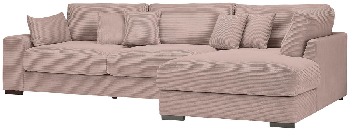 ECKSOFA Rosa Cord  - Schwarz/Rosa, Design, Kunststoff/Textil (340/205cm) - Lomoco
