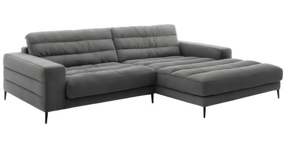 ECKSOFA in Cord Grau  - Schwarz/Grau, Design, Textil/Metall (296/207cm) - Dieter Knoll