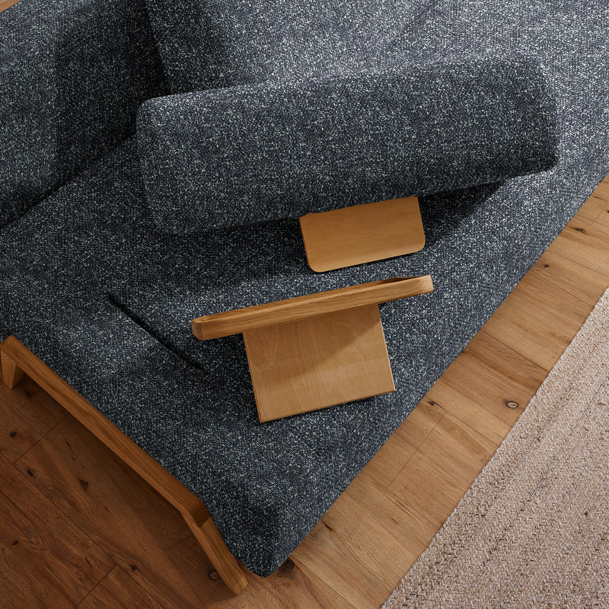 SCHLAFSOFA Bouclé Schwarz  - Schwarz/Naturfarben, Design, Holz/Textil (211/88/102cm) - Niels Andersson