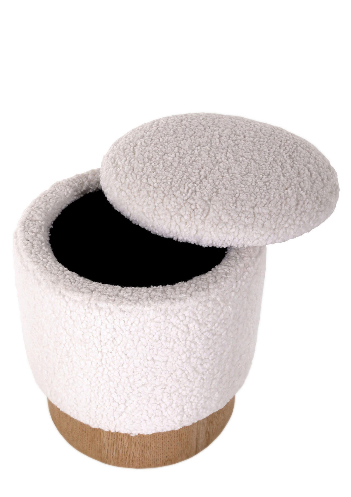 HOCKER Teddystoff Weiß, Kieferfarben  - Naturfarben/Weiß, Design, Holz/Textil (35/40/35cm) - Landscape