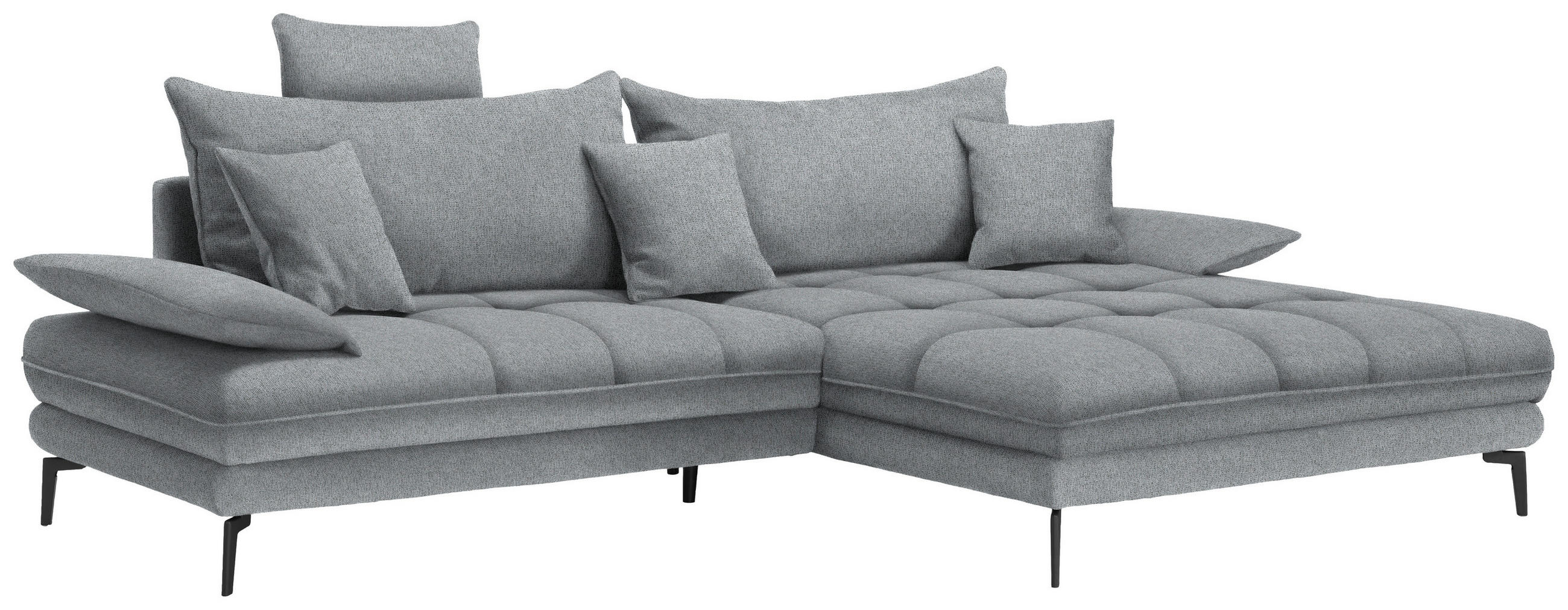 ECKSOFA PRATO Grau Webstoff  - Schwarz/Grau, MODERN, Textil/Metall (292/176cm) - MID.YOU