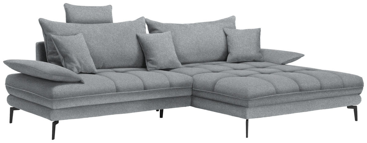 ECKSOFA PRATO Grau Webstoff  - Schwarz/Grau, MODERN, Textil/Metall (292/176cm) - MID.YOU