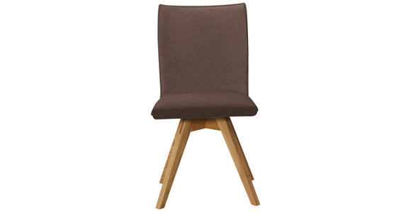 STUHL Lederlook, Mikrofaser Braun, Eichefarben Wildeiche massiv  - Eichefarben/Braun, KONVENTIONELL, Holz/Textil (60/91/61cm) - Moderano