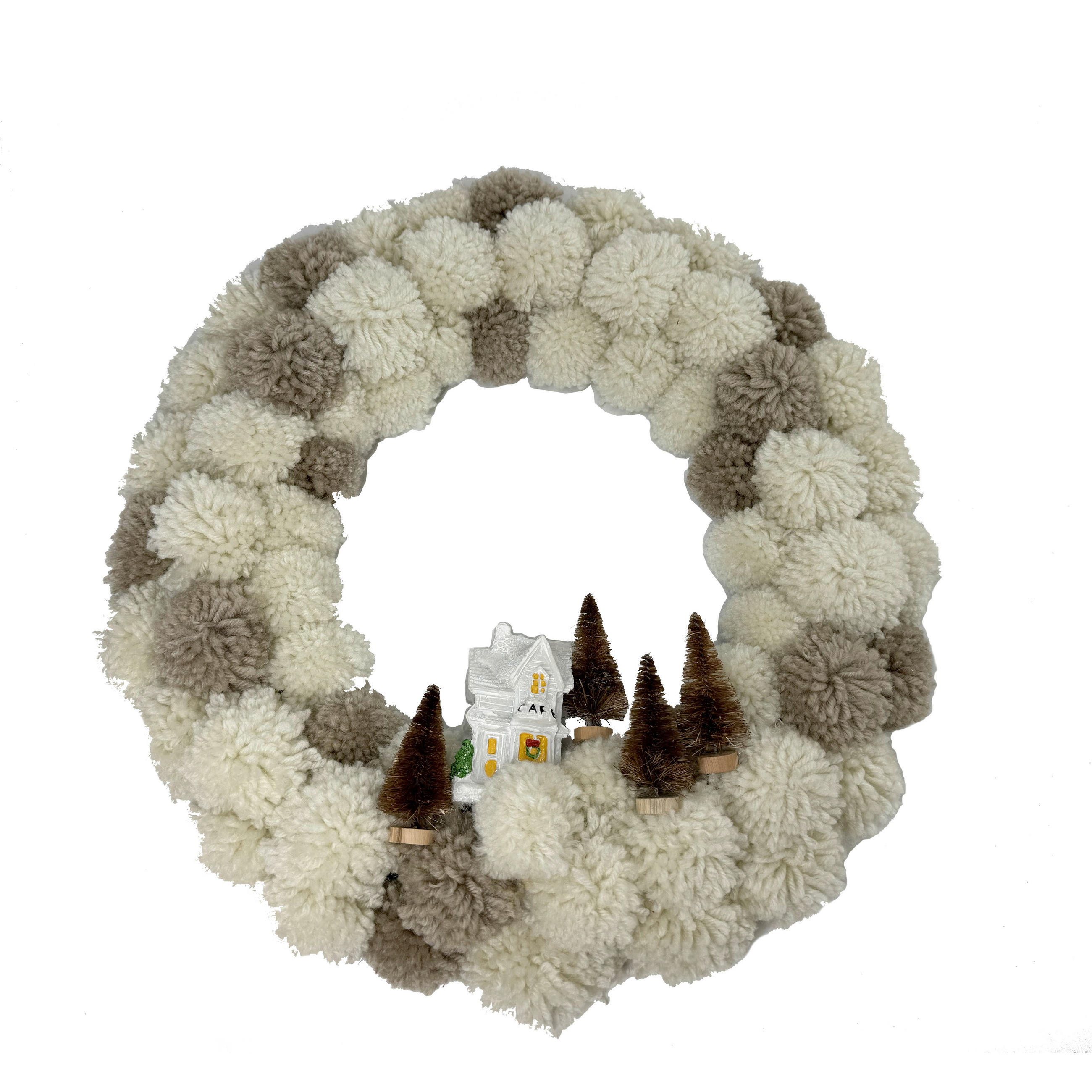 KRANZ - Braun/Weiß, LIFESTYLE, Holzwerkstoff/Kunststoff (33cm) - X-Mas