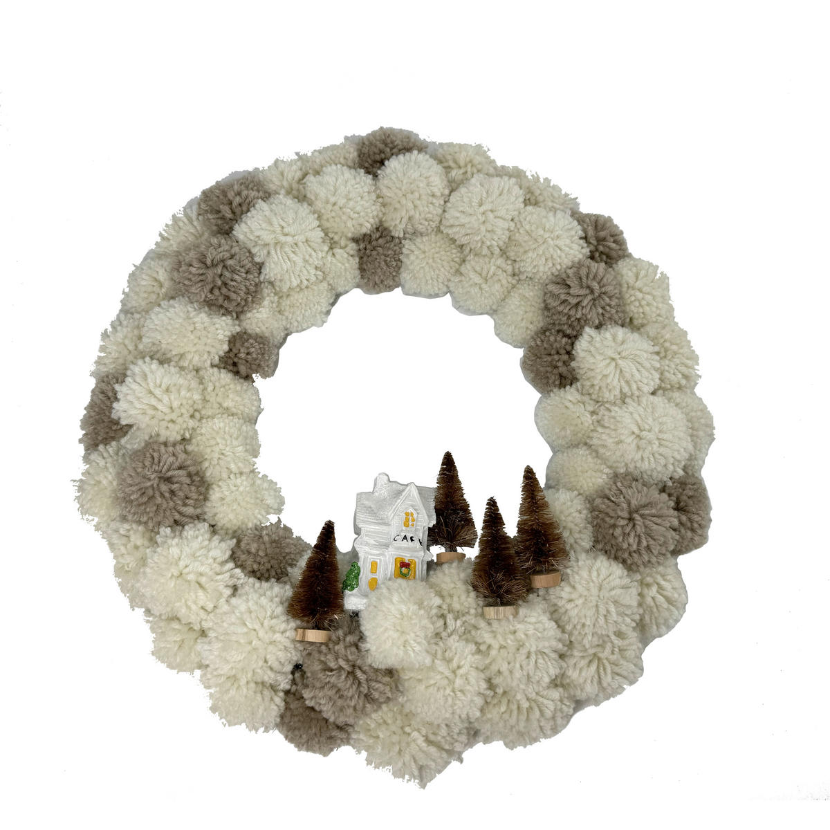 KRANZ - Braun/Weiß, LIFESTYLE, Holzwerkstoff/Kunststoff (33cm) - X-Mas