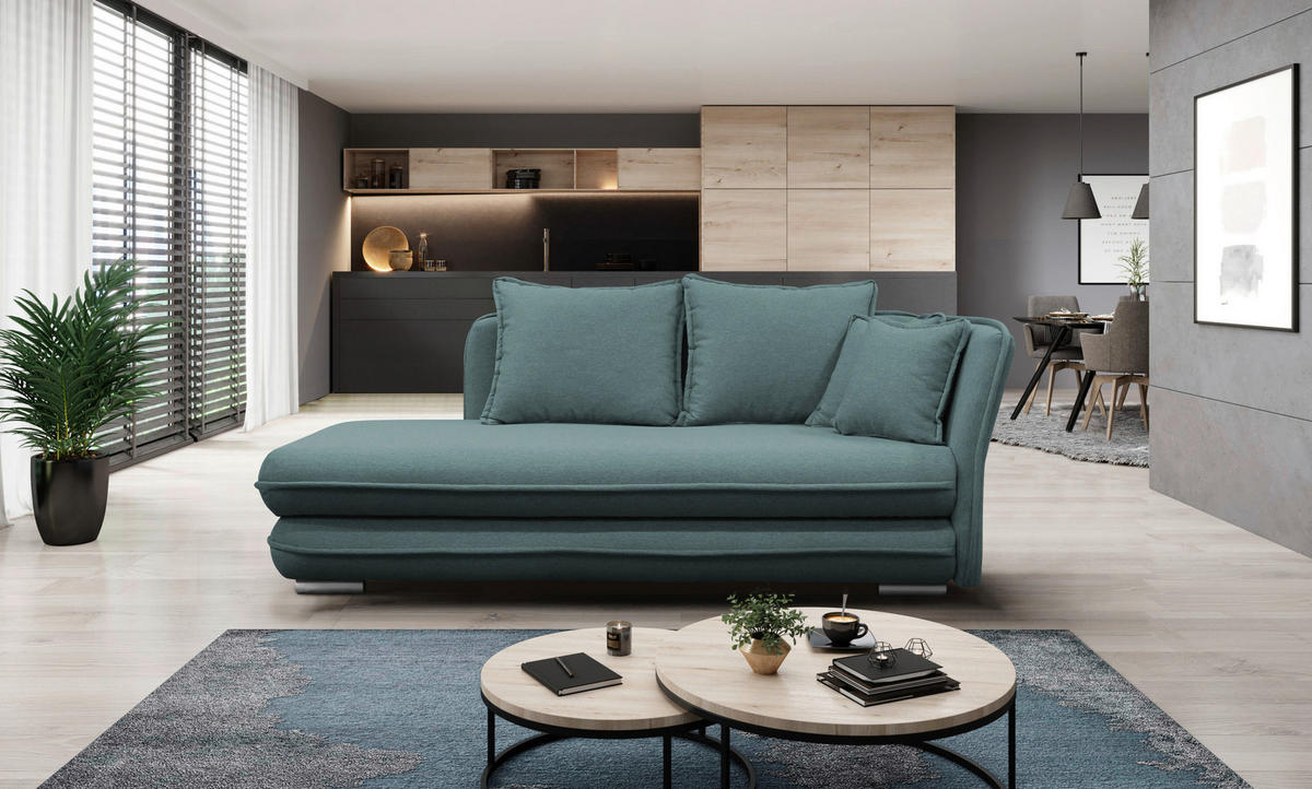 LIEGE Flachgewebe Petrol  - Silberfarben/Petrol, Design, Kunststoff/Textil (224/84/99/107cm) - MID.YOU