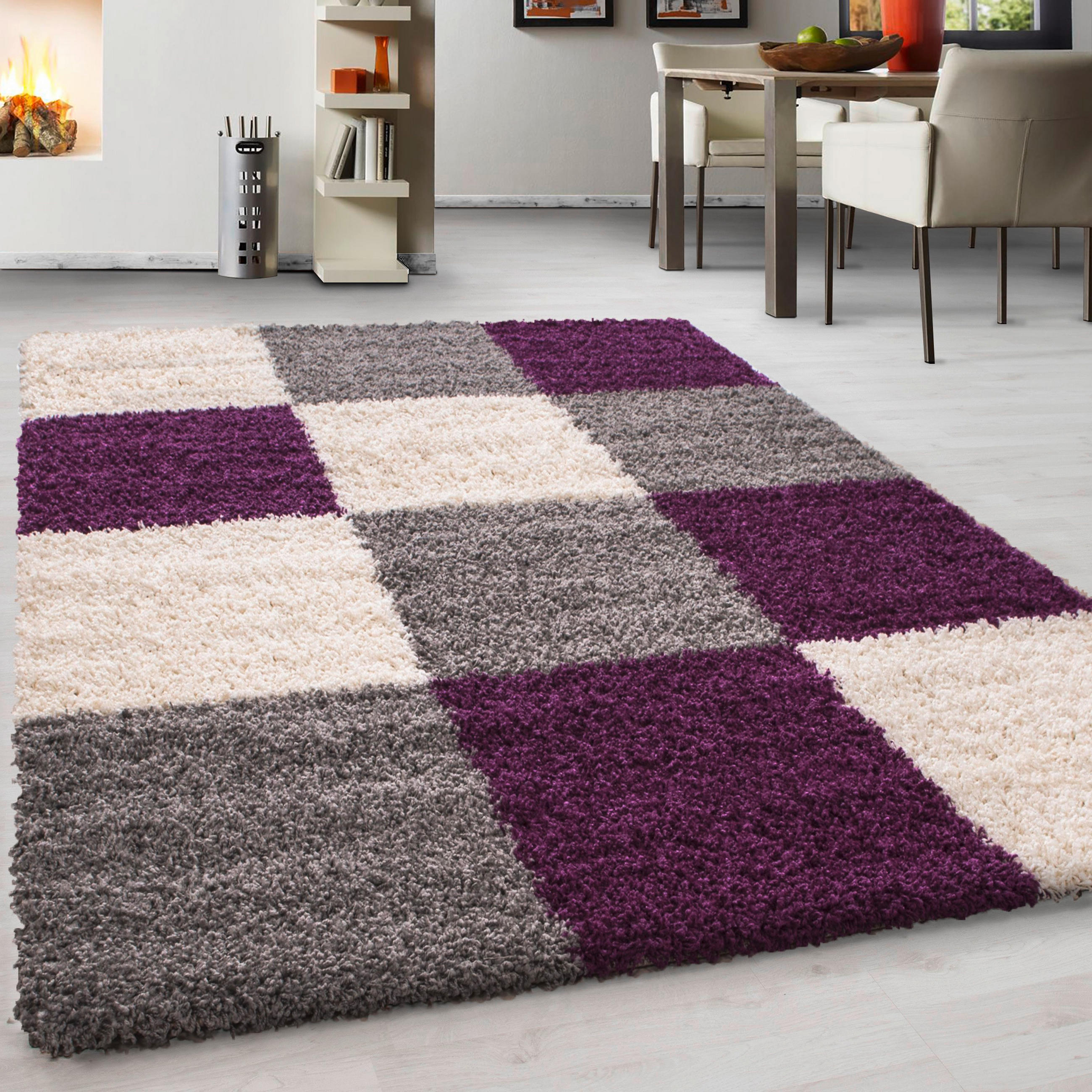 HOCHFLORTEPPICH 200/290 cm Life 1501 Lila, Weiß, Hellgrau  - Lila/Hellgrau, KONVENTIONELL, Textil (200/290cm) - Novel