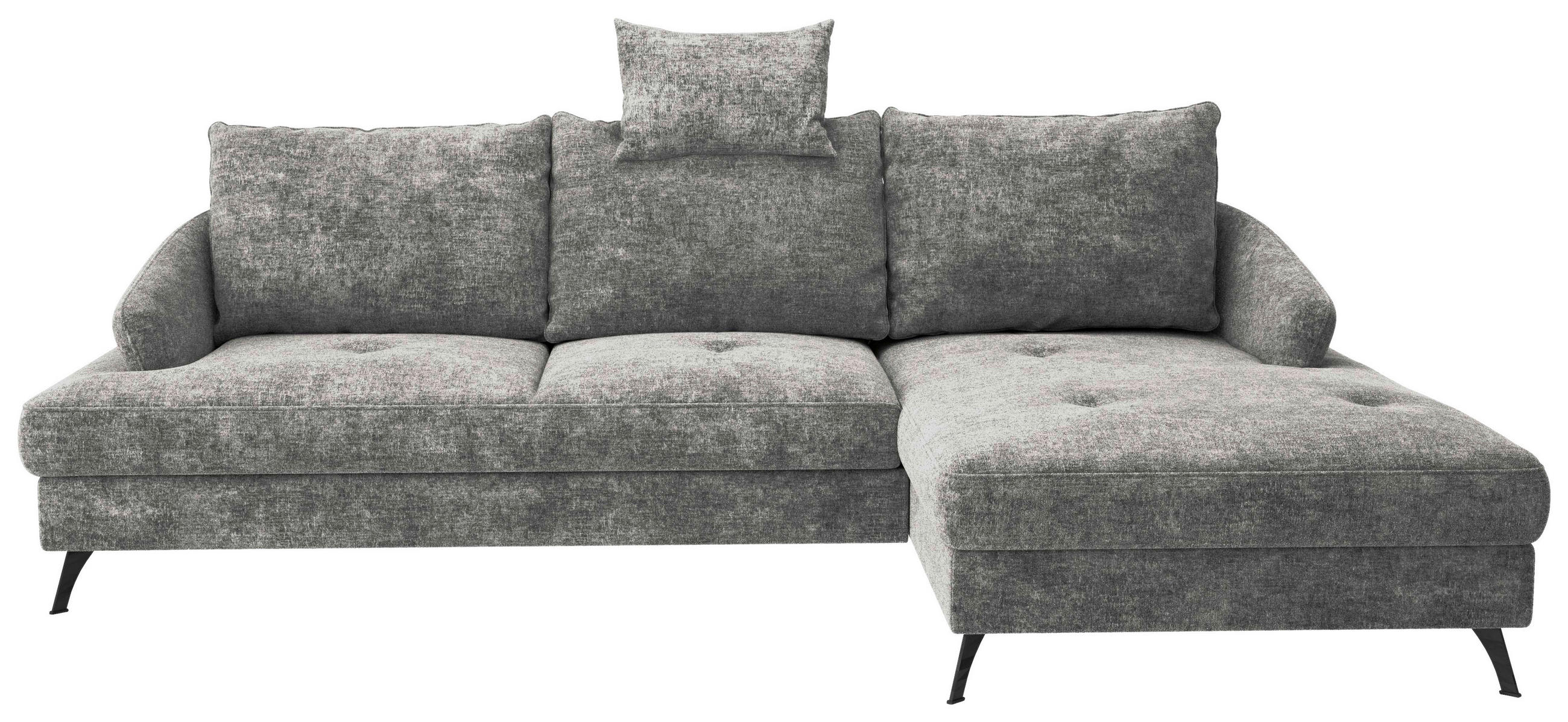 ECKSOFA in Webstoff Dunkelgrau  - Dunkelgrau/Schwarz, Konventionell, Textil/Metall (293/183cm) - Carryhome