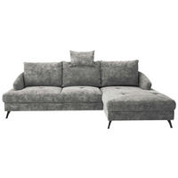 ECKSOFA in Webstoff Dunkelgrau  - Dunkelgrau/Schwarz, Konventionell, Textil/Metall (293/183cm) - Carryhome