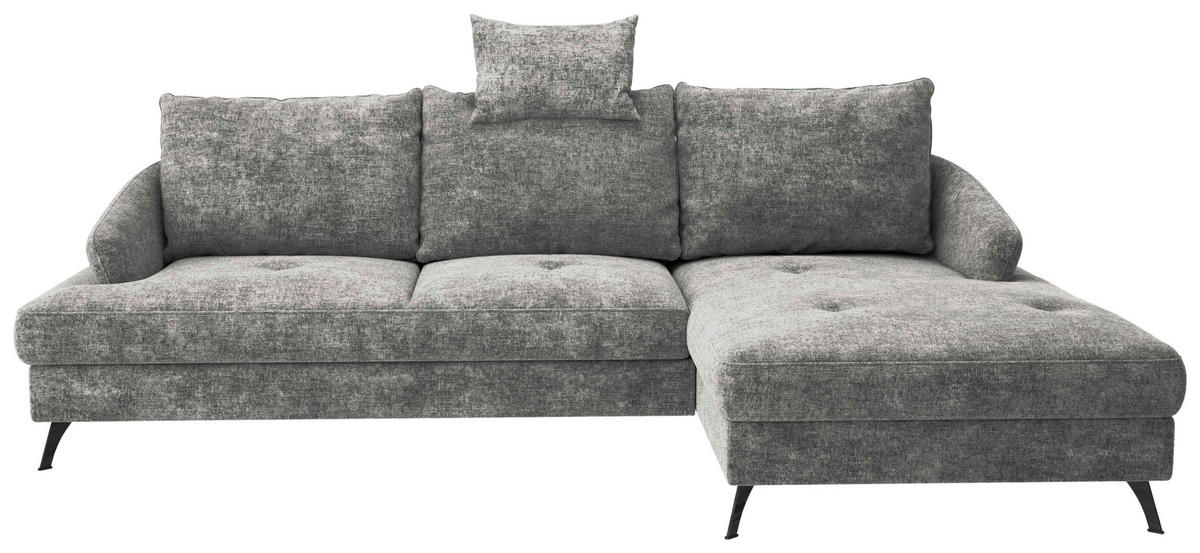 ECKSOFA in Webstoff Dunkelgrau  - Dunkelgrau/Schwarz, Konventionell, Textil/Metall (293/183cm) - Carryhome