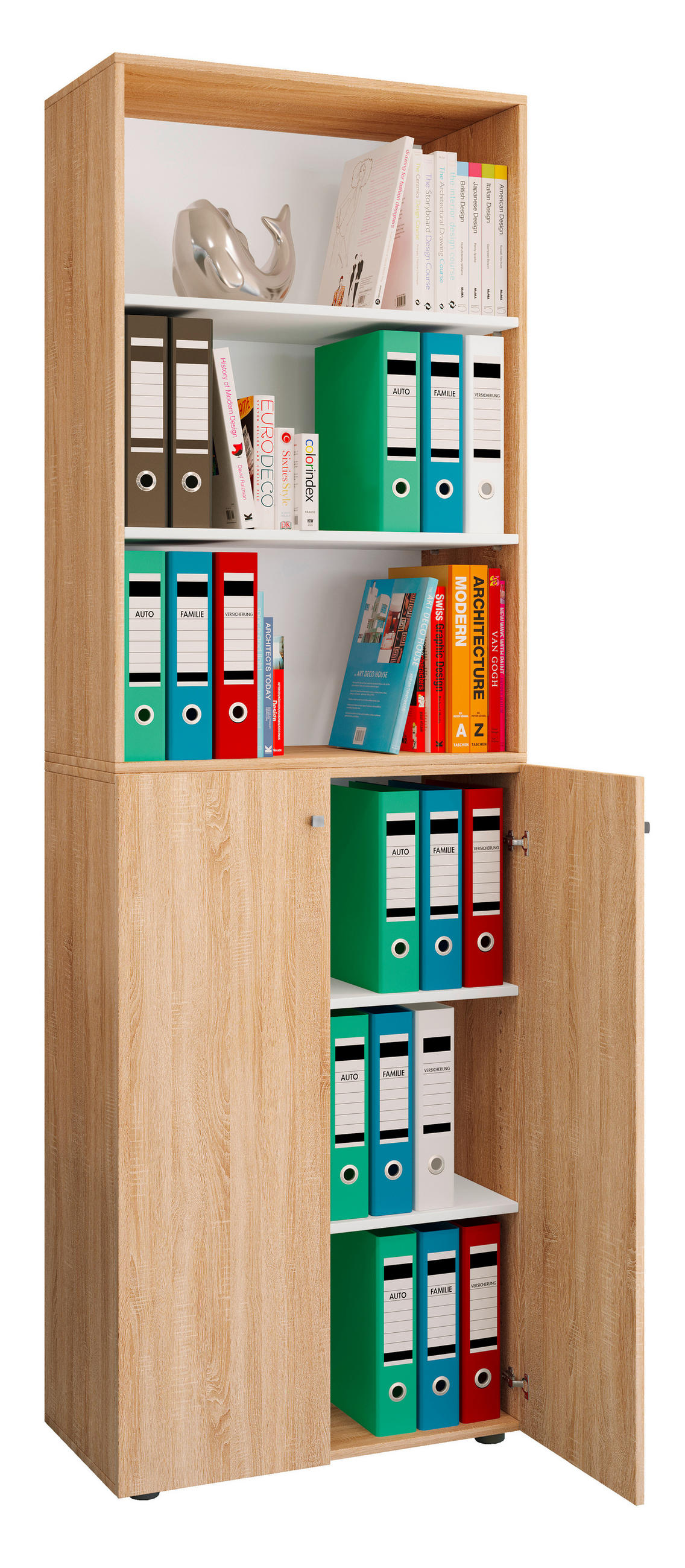 AKTENSCHRANK 70/220/39 cm  - Weiss/Sonoma Eiche, Design, Holzwerkstoff (70/220/39cm) - MID.YOU