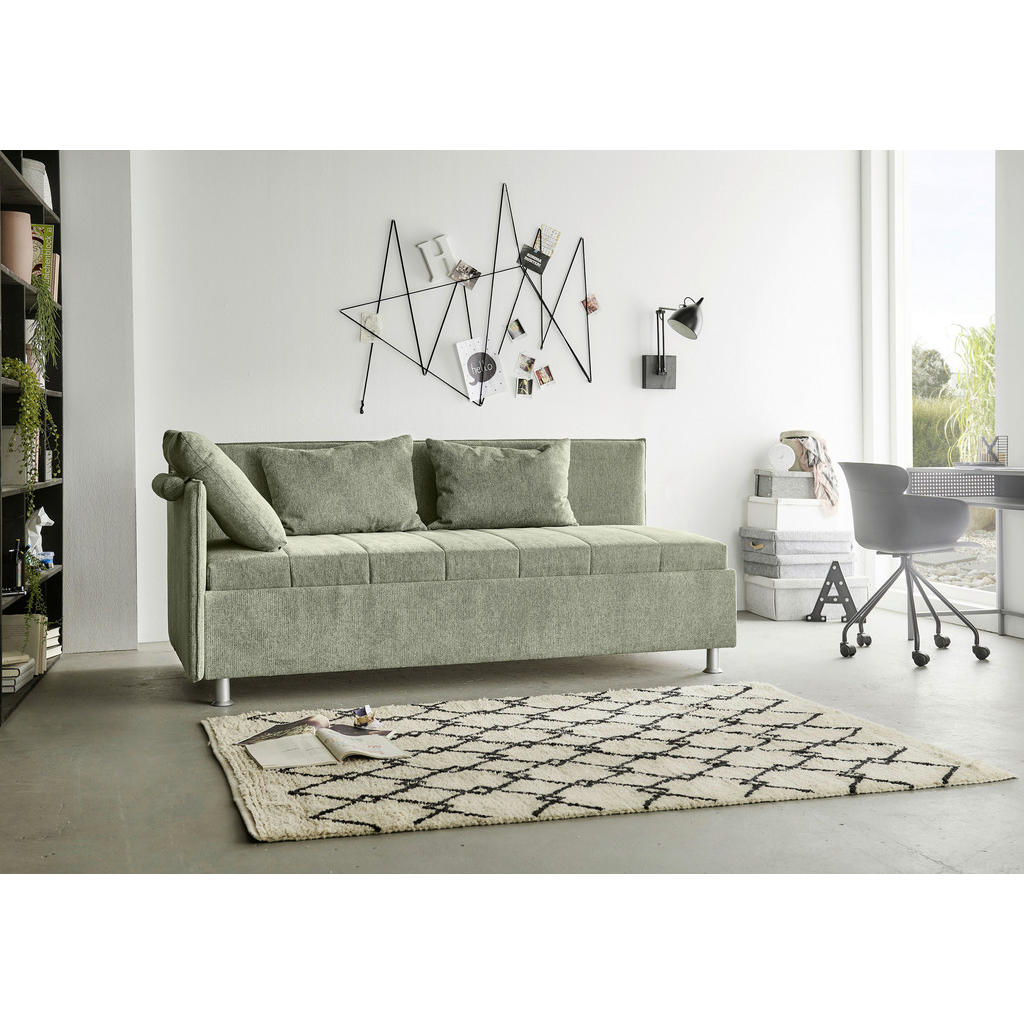 Thumbnail - Beldomo - Sleep Polsterliege, Hellgrün, Textil, furniert, H3, Höhe ca. 21 cm, 90x200 cm, Goldenes M, Made in EU, Bezug a...