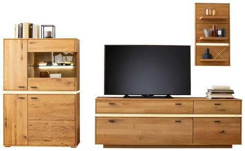 WOHNWAND  in Wildeiche  286/181/51 cm  - Wildeiche/Anthrazit, Natur, Glas/Holz (286/181/51cm) - MID.YOU