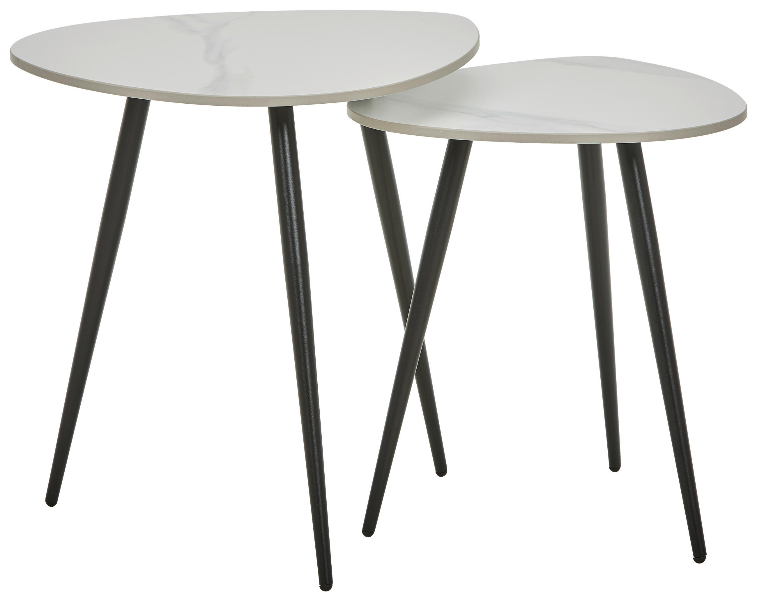 BEISTELLTISCHSET dreieckig Schwarz, Weiß  - Schwarz/Weiß, Trend, Keramik/Metall (49,3/41.1/48/40/50/45cm) - Novel
