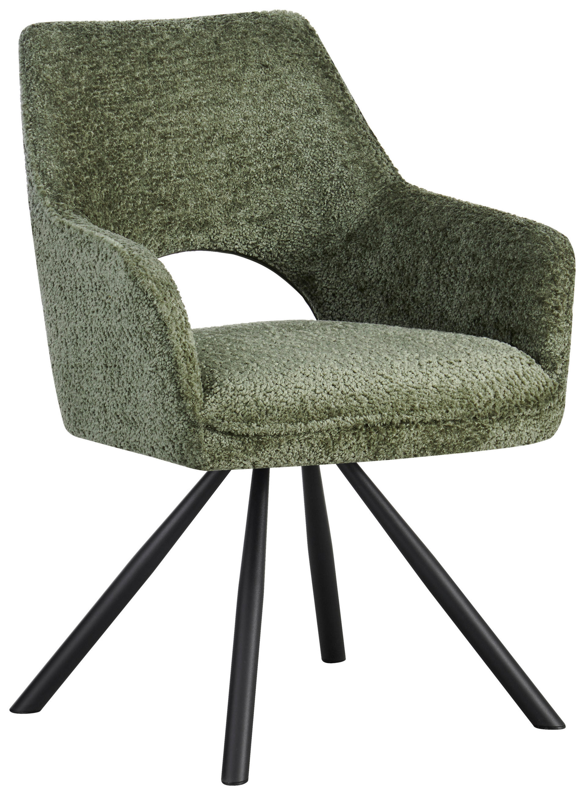 ARMLEHNSTUHL  in Eisen Teddystoff  - Schwarz/Grün, Design, Textil/Metall (60/85/63cm) - Ambia Home