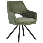 ARMLEHNSTUHL  in Eisen Teddystoff  - Schwarz/Grün, Design, Textil/Metall (60/85/63cm) - Ambia Home