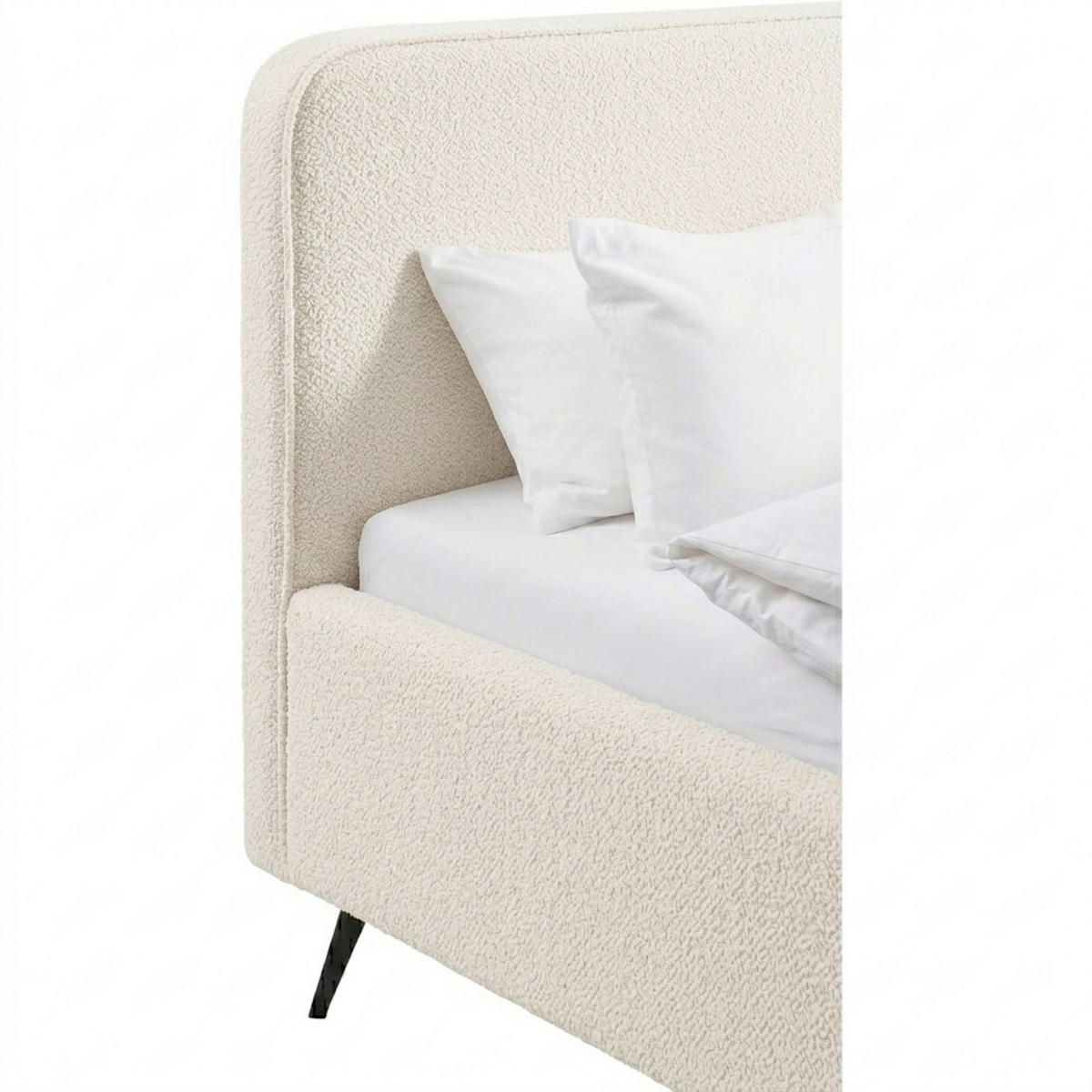 POLSTERBETT 180/200 cm,  in Creme,  - Creme/Schwarz, MODERN, Holz/Textil (180/200cm) - MID.YOU