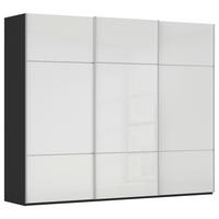 SCHWEBETÜRENSCHRANK in Schwarz, Weiss  - Weiss/Alufarben, Konventionell, Glas/Holzwerkstoff (242/223/68cm) - Novel