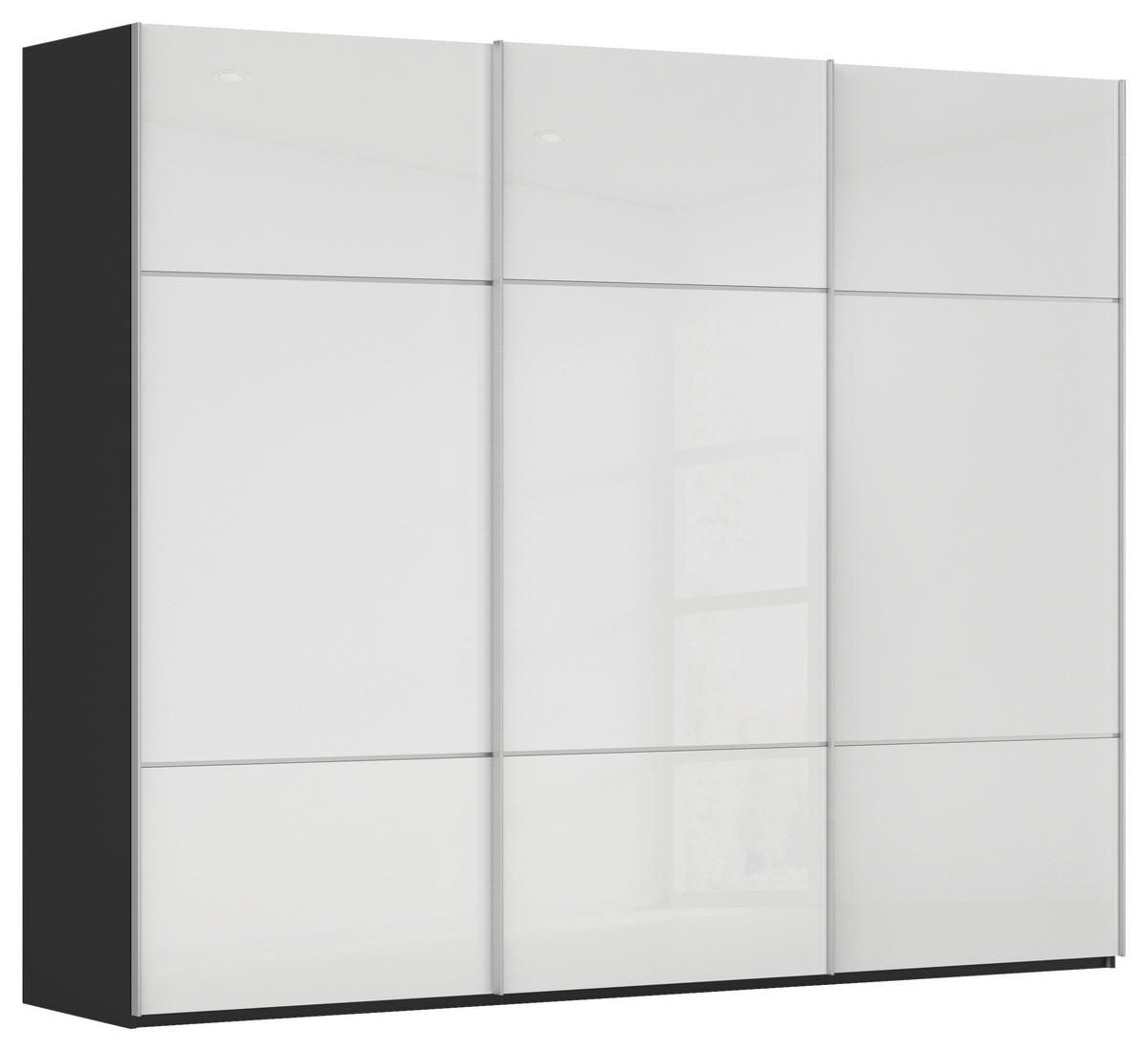 SCHWEBETÜRENSCHRANK in Schwarz, Weiss  - Weiss/Alufarben, Konventionell, Glas/Holzwerkstoff (242/223/68cm) - Novel