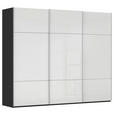 SCHWEBETÜRENSCHRANK  in Schwarz, Weiß  - Alufarben/Schwarz, KONVENTIONELL, Glas/Holzwerkstoff (242/223/68cm) - Novel