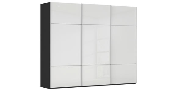 SCHWEBETÜRENSCHRANK in Schwarz, Weiß - Alufarben/Schwarz, KONVENTIONELL, Glas/Holzwerkstoff (242/223/68cm) - Novel