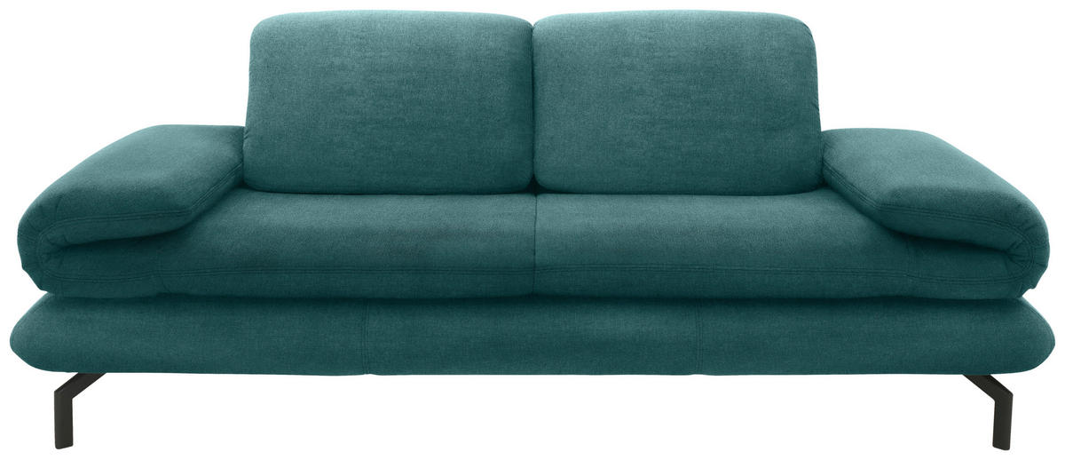 2-SITZER-SOFA Looks XIII Webstoff Petrol  - Petrol/Schwarz, Design, Textil/Metall (204 (264)/83 (110)/98cm) - LOOKS by W.Joop