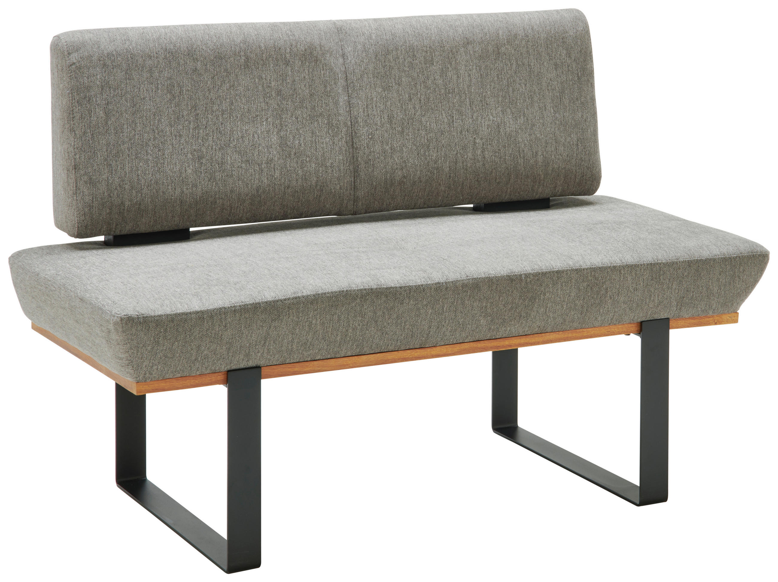 SITZBANK 130/48/90 cm Webstoff Grau Eiche vollmassiv  - Schwarz/Grau, MODERN, Holz/Textil (130/48/90cm) - Livetastic