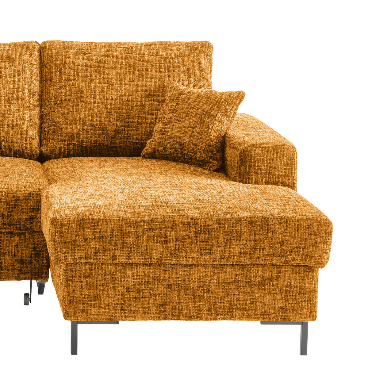 ECKSCHLAFSOFA  mit Rücken echt Struktur Goldfarben  - Goldfarben/Schwarz, KONVENTIONELL, Textil/Metall (237/143cm) - Livetastic