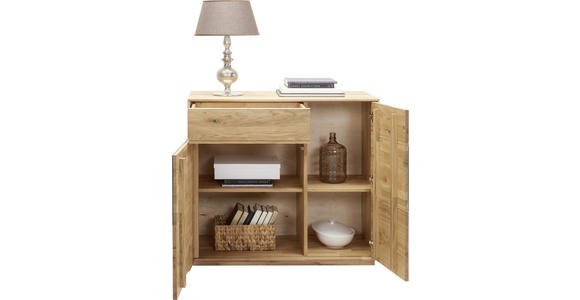 KOMMODE in 98/89/42 cm - Eichefarben/Anthrazit, Design, Glas/Holz (98/89/42cm) - Waldwelt