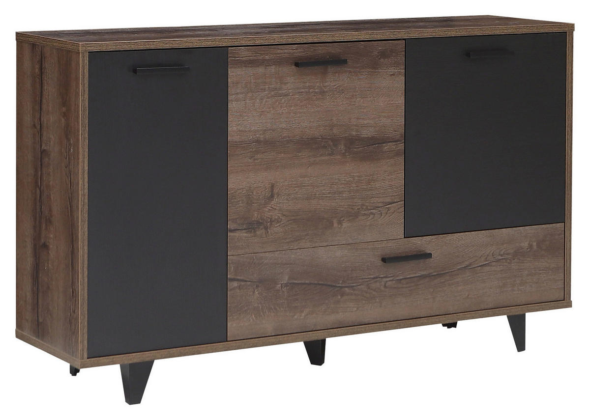 COMODĂ 154,5/92,8/41,5 cm  - culoare lemn stejar/negru, Design, plastic/material pe bază de lemn (154,5/92,8/41,5cm) - Carryhome