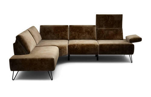 ECKSOFA in Samt Dunkelbraun  193/248-263 cm  - Dunkelbraun/Schwarz, Design, Textil/Metall (193/248-263cm) - SENSOO