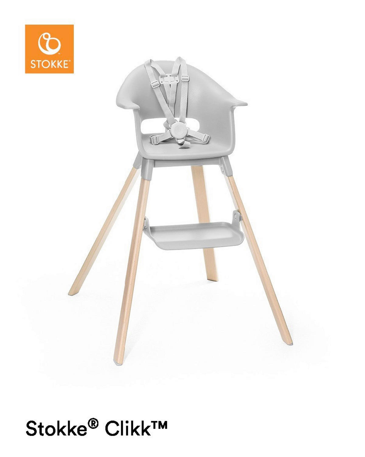 STOLČEK ZA HRANJENJE  Clikk  56/69/59 cm         barve bukve, svetlo siva  - barve bukve/svetlo siva, Basics, umetna masa/les (56/69/59cm) - Stokke