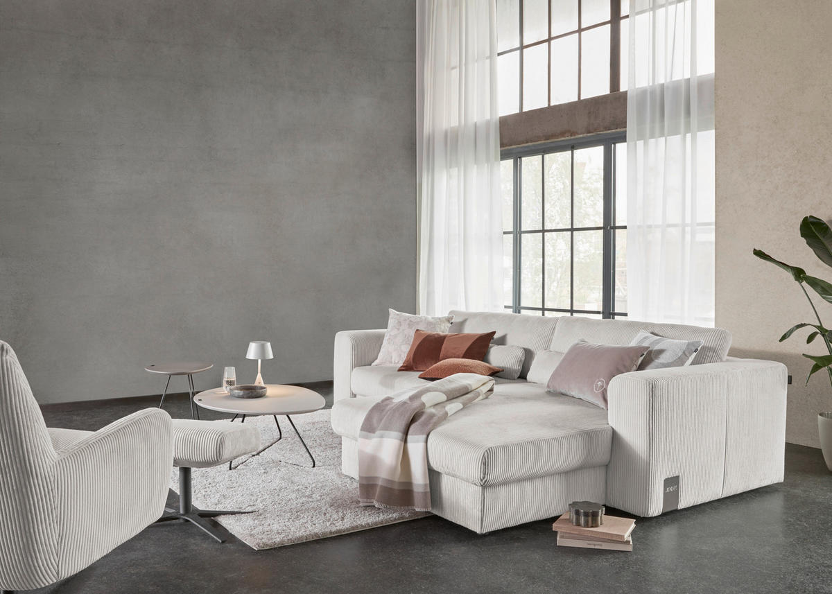 ECKSOFA JOOP Beige Cord  - Beige/Schwarz, KONVENTIONELL, Kunststoff/Textil (269/192cm) - Joop!