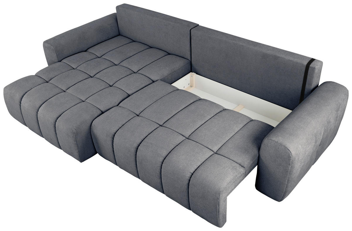 ECKSOFA in Velours Dunkelgrau  - Dunkelgrau/Schwarz, Konventionell, Kunststoff/Textil (168/298cm) - Carryhome