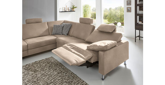 ECKSOFA in Mikrofaser Beige 242/275 cm - Beige/Alufarben, Design, Textil/Metall (242/275cm) - Dieter Knoll