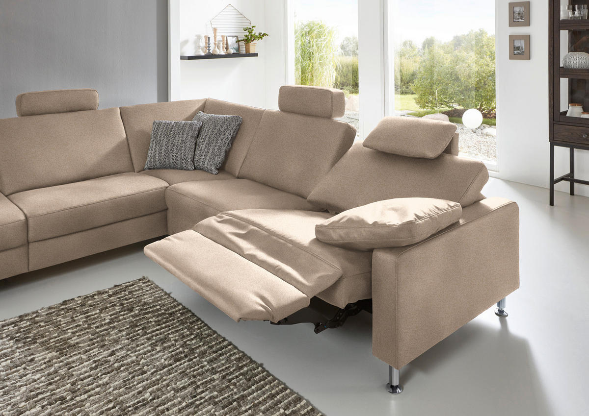 ECKSOFA in Mikrofaser Beige  - Beige/Alufarben, Design, Textil/Metall (242/275cm) - Dieter Knoll