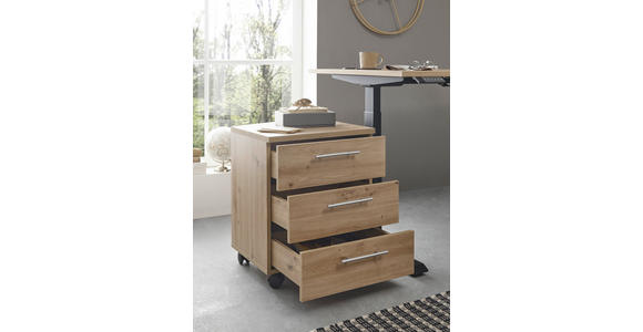 ROLLCONTAINER 40/56/39 cm  - Silberfarben/Eiche Artisan, MODERN, Holzwerkstoff/Kunststoff (40/56/39cm) - Carryhome