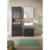BADEZIMMER 3-teilig  in 120 cm  - Eiche dunkel/Schwarz, Basics, Holzwerkstoff/Kunststoff (120cm) - MID.YOU